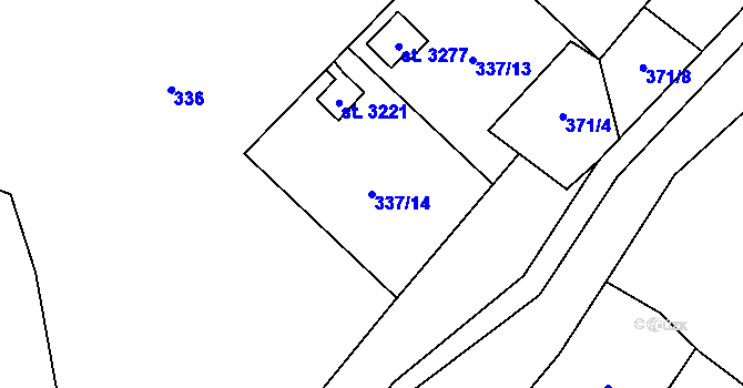 Parcela st. 337/14 v KÚ Blansko, Katastrální mapa
