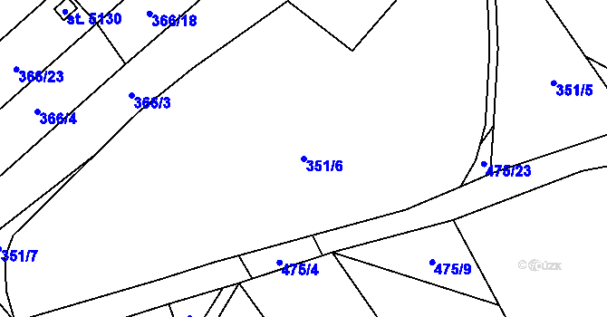 Parcela st. 351/6 v KÚ Blansko, Katastrální mapa