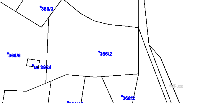 Parcela st. 366/2 v KÚ Blansko, Katastrální mapa