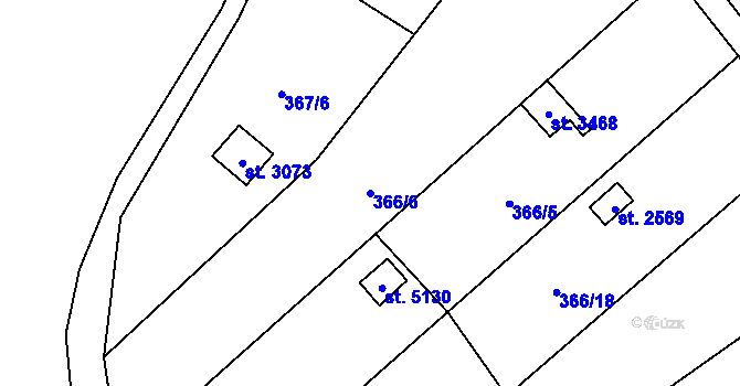 Parcela st. 366/6 v KÚ Blansko, Katastrální mapa