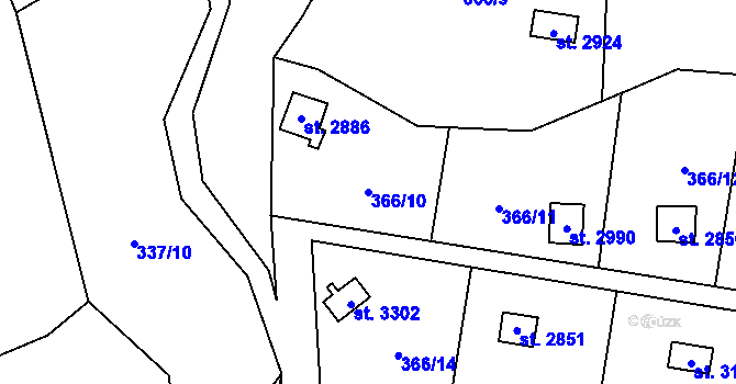 Parcela st. 366/10 v KÚ Blansko, Katastrální mapa