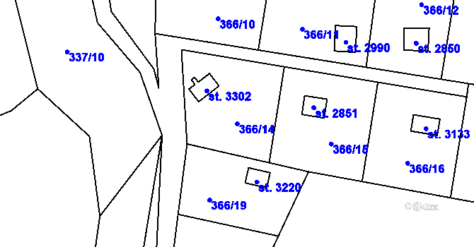 Parcela st. 366/14 v KÚ Blansko, Katastrální mapa