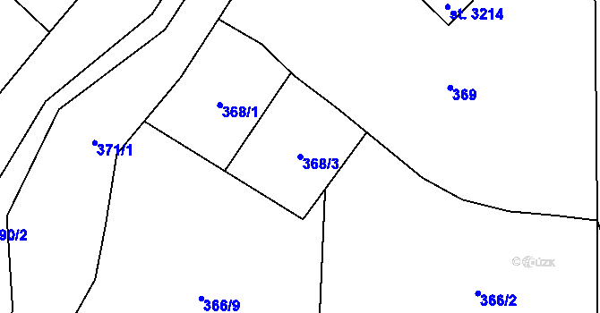 Parcela st. 368/3 v KÚ Blansko, Katastrální mapa