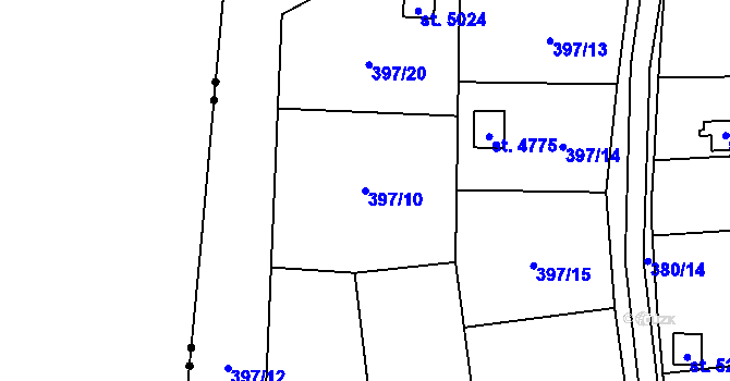 Parcela st. 397/10 v KÚ Blansko, Katastrální mapa
