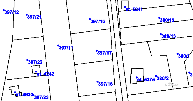 Parcela st. 397/17 v KÚ Blansko, Katastrální mapa