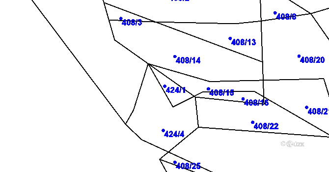 Parcela st. 424/1 v KÚ Blansko, Katastrální mapa