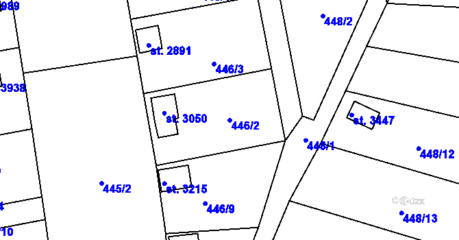 Parcela st. 446/2 v KÚ Blansko, Katastrální mapa