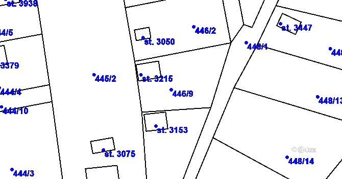 Parcela st. 446/9 v KÚ Blansko, Katastrální mapa
