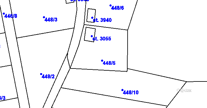 Parcela st. 448/5 v KÚ Blansko, Katastrální mapa