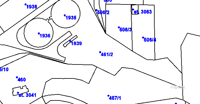 Parcela st. 461/2 v KÚ Blansko, Katastrální mapa
