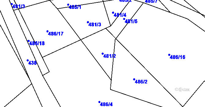 Parcela st. 481/2 v KÚ Blansko, Katastrální mapa