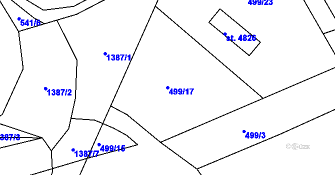Parcela st. 499/17 v KÚ Blansko, Katastrální mapa