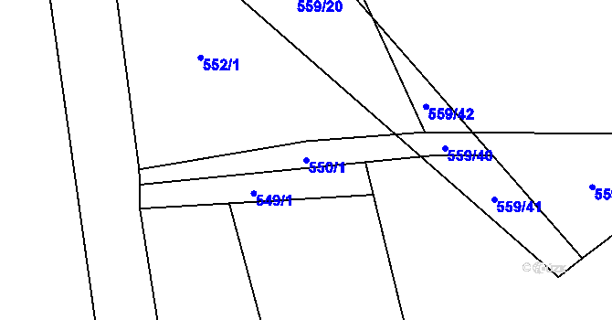 Parcela st. 550/1 v KÚ Blansko, Katastrální mapa