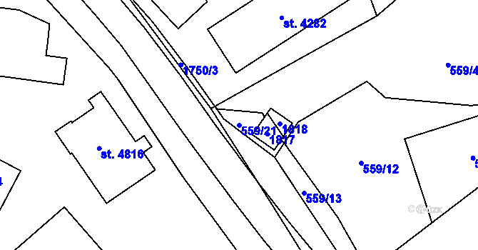 Parcela st. 559/21 v KÚ Blansko, Katastrální mapa