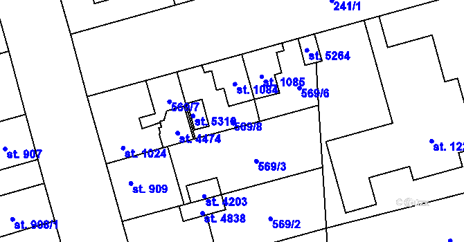 Parcela st. 569/8 v KÚ Blansko, Katastrální mapa