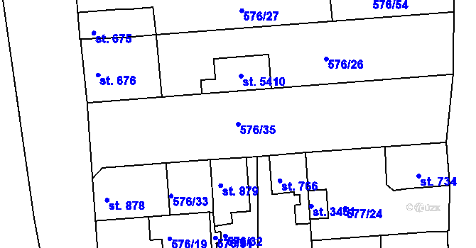 Parcela st. 576/35 v KÚ Blansko, Katastrální mapa