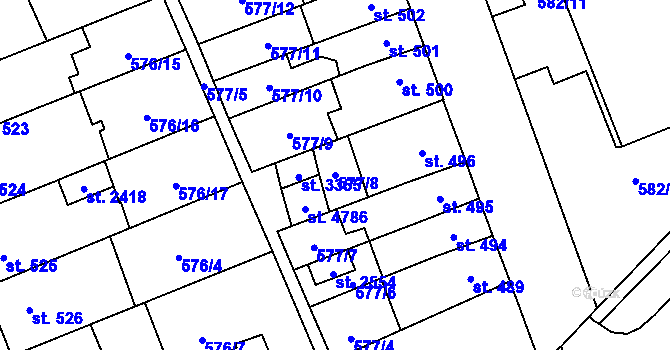 Parcela st. 577/8 v KÚ Blansko, Katastrální mapa