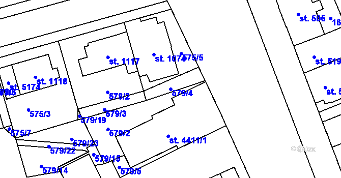Parcela st. 579/4 v KÚ Blansko, Katastrální mapa
