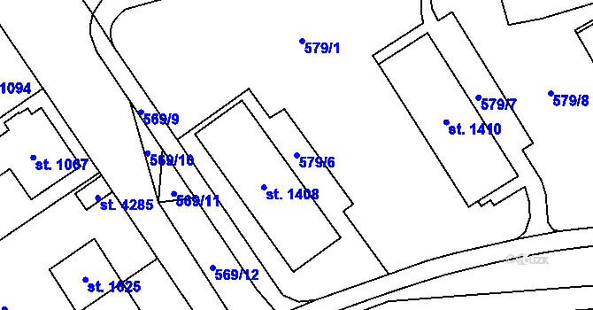 Parcela st. 579/6 v KÚ Blansko, Katastrální mapa