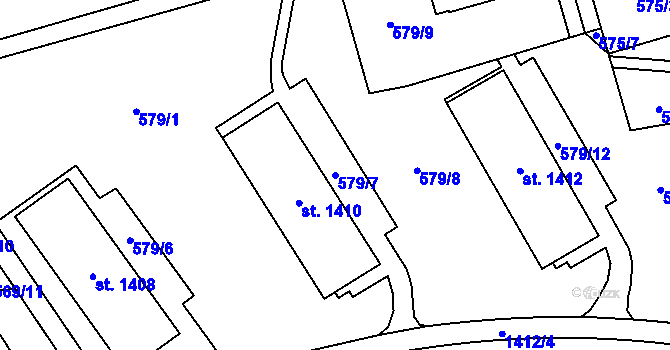 Parcela st. 579/7 v KÚ Blansko, Katastrální mapa