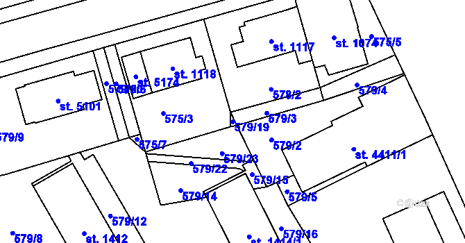 Parcela st. 579/19 v KÚ Blansko, Katastrální mapa
