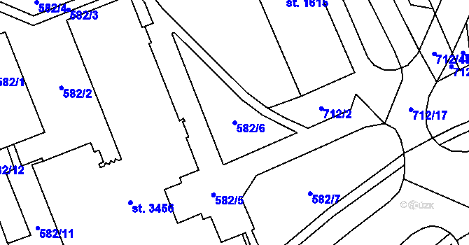 Parcela st. 582/6 v KÚ Blansko, Katastrální mapa