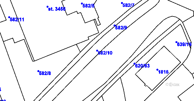 Parcela st. 582/10 v KÚ Blansko, Katastrální mapa