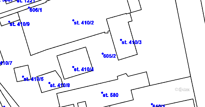 Parcela st. 605/2 v KÚ Blansko, Katastrální mapa