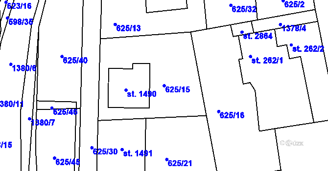 Parcela st. 625/15 v KÚ Blansko, Katastrální mapa