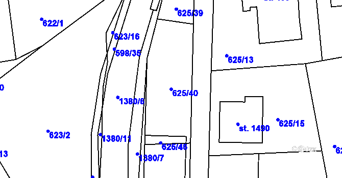 Parcela st. 625/40 v KÚ Blansko, Katastrální mapa