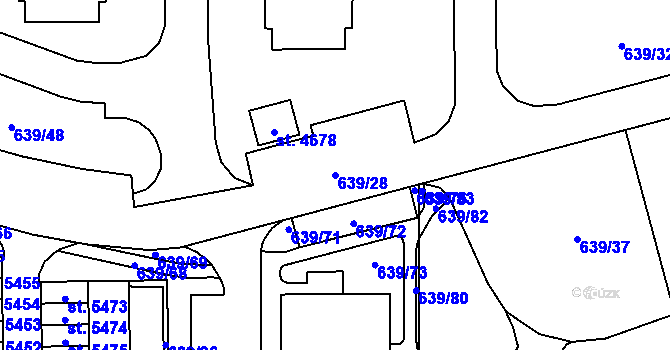 Parcela st. 639/28 v KÚ Blansko, Katastrální mapa