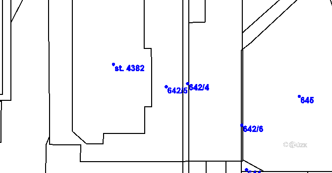 Parcela st. 642/5 v KÚ Blansko, Katastrální mapa
