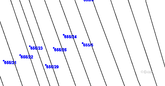 Parcela st. 655/5 v KÚ Blansko, Katastrální mapa