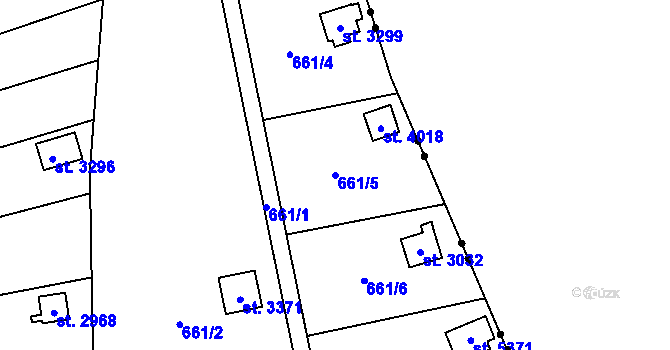 Parcela st. 661/5 v KÚ Blansko, Katastrální mapa