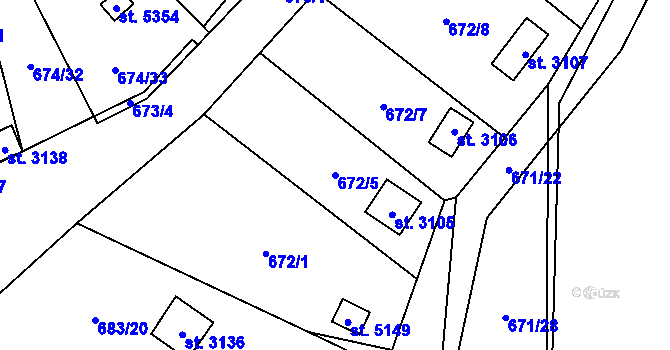Parcela st. 672/5 v KÚ Blansko, Katastrální mapa