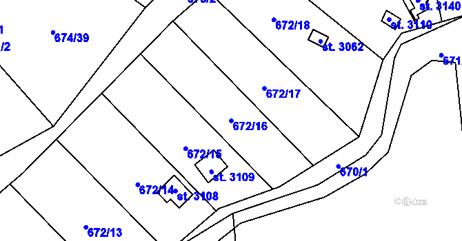 Parcela st. 672/16 v KÚ Blansko, Katastrální mapa