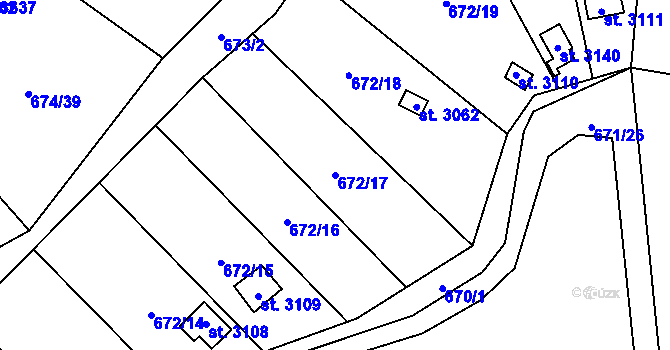 Parcela st. 672/17 v KÚ Blansko, Katastrální mapa