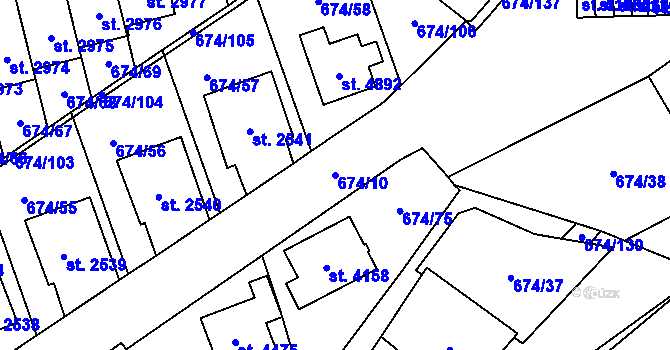 Parcela st. 674/10 v KÚ Blansko, Katastrální mapa