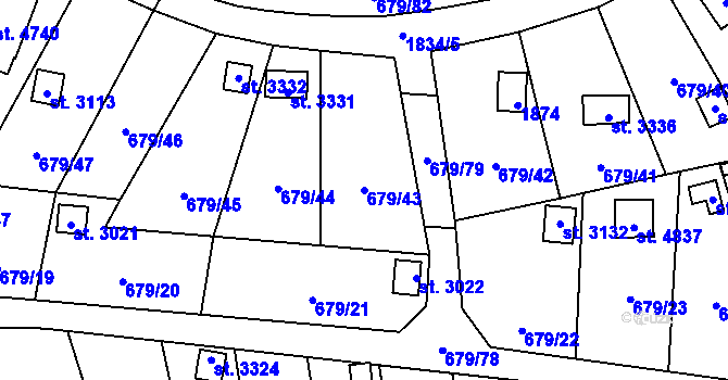 Parcela st. 679/43 v KÚ Blansko, Katastrální mapa
