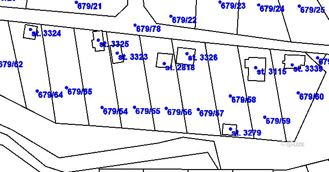 Parcela st. 679/56 v KÚ Blansko, Katastrální mapa