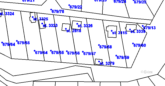 Parcela st. 679/57 v KÚ Blansko, Katastrální mapa