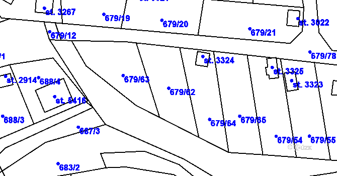 Parcela st. 679/62 v KÚ Blansko, Katastrální mapa