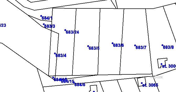 Parcela st. 683/5 v KÚ Blansko, Katastrální mapa