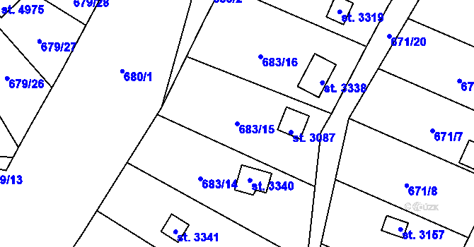 Parcela st. 683/15 v KÚ Blansko, Katastrální mapa