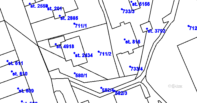 Parcela st. 711/2 v KÚ Blansko, Katastrální mapa
