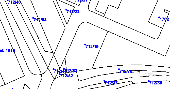 Parcela st. 712/19 v KÚ Blansko, Katastrální mapa