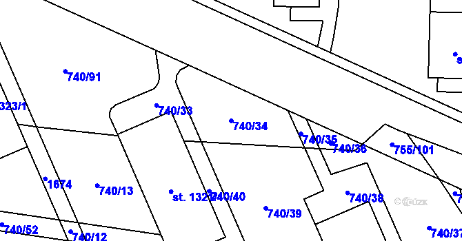 Parcela st. 740/34 v KÚ Blansko, Katastrální mapa