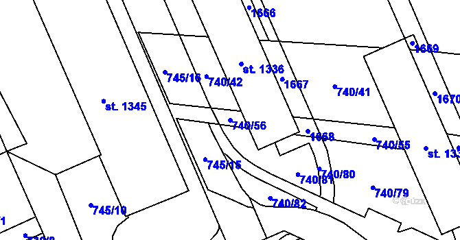 Parcela st. 740/56 v KÚ Blansko, Katastrální mapa