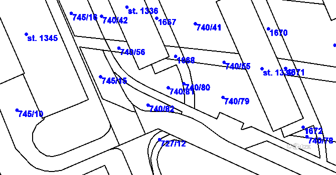 Parcela st. 740/81 v KÚ Blansko, Katastrální mapa