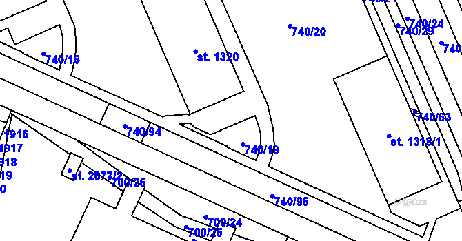 Parcela st. 740/83 v KÚ Blansko, Katastrální mapa